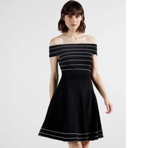 ted baker black white dress Ted Baker Knitted Skater Dress in Black GILLEYY, Women's Clothing